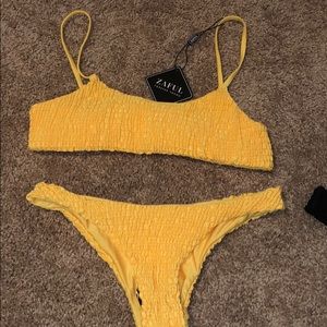 ZAFUL SMOCKED YELLOW BIKINI